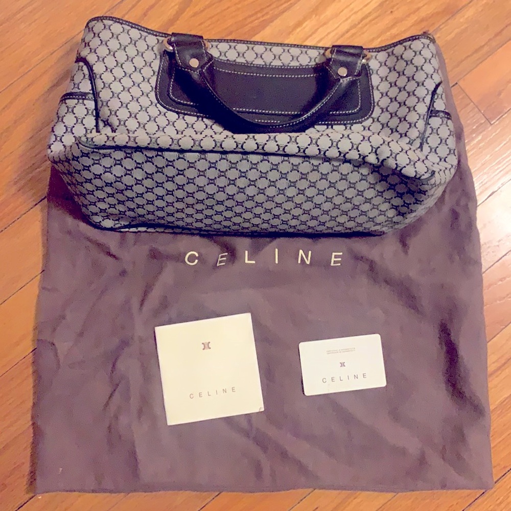 Authentic CELINE Macadam Bag Canvas Leather